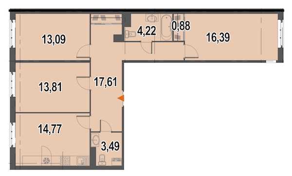 Трехкомнатная квартира в : площадь 84.6 м2 , этаж: 2 – купить в Санкт-Петербурге